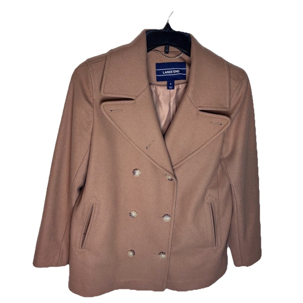 Land's End Women's Wool Blend Coat Beige Size 6